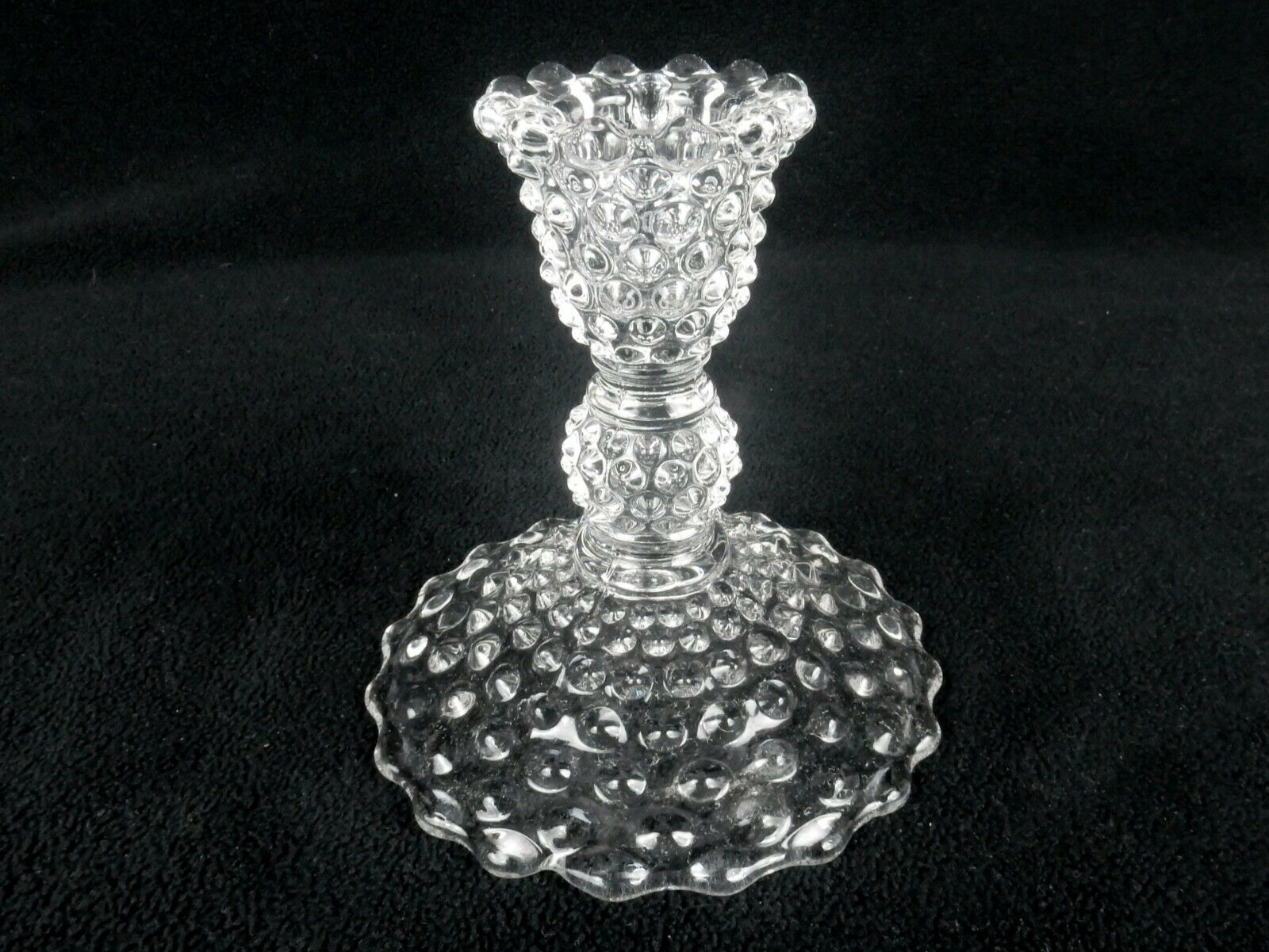 Vintage Duncan Miller Hobnail Clear Glass Candle Holder, 4"x4", Round Domed Base
