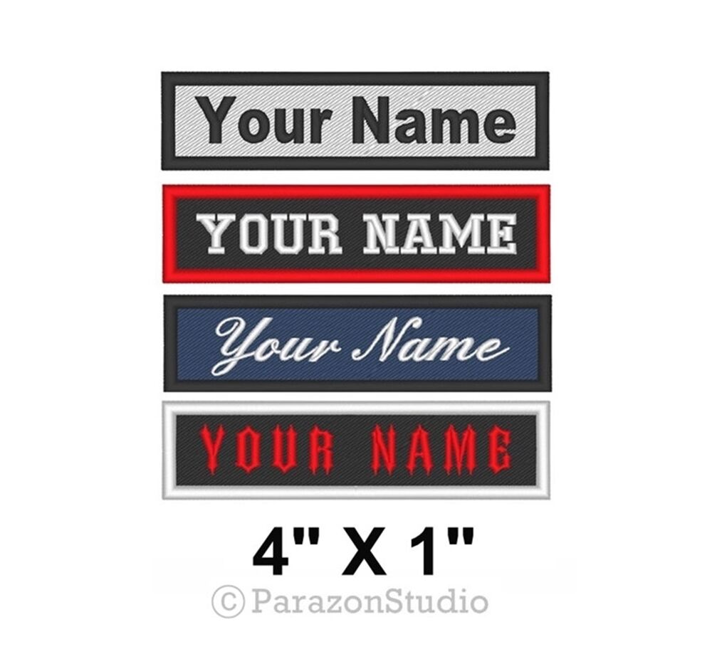 Custom Embroidered Name Tag Sew On Patch Motorcycle Biker Patches 4" X 1" (b)