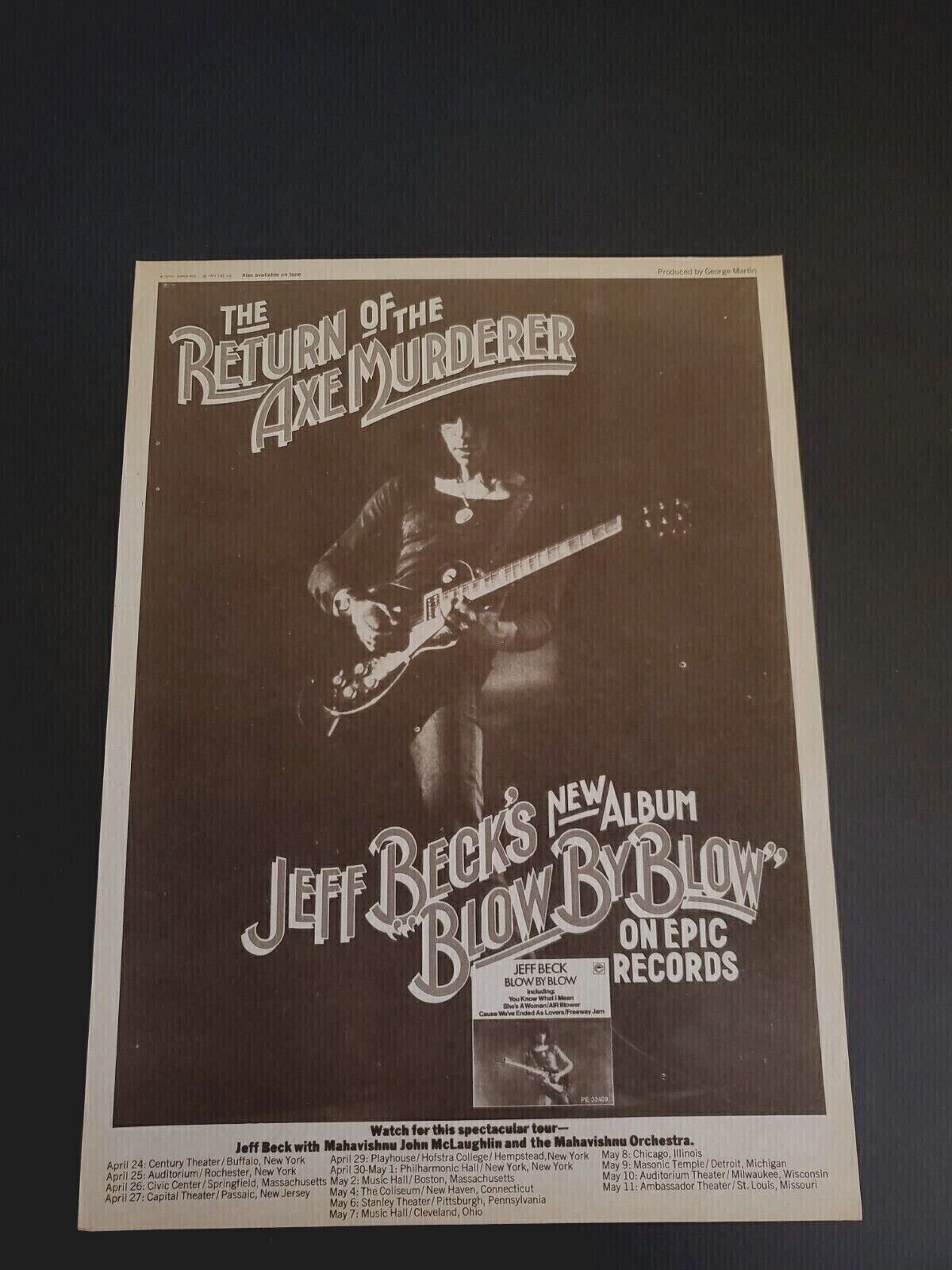 Jeff Beck  " Blow By Blow " 1975 Rare Original Print  Promo Poster Ad