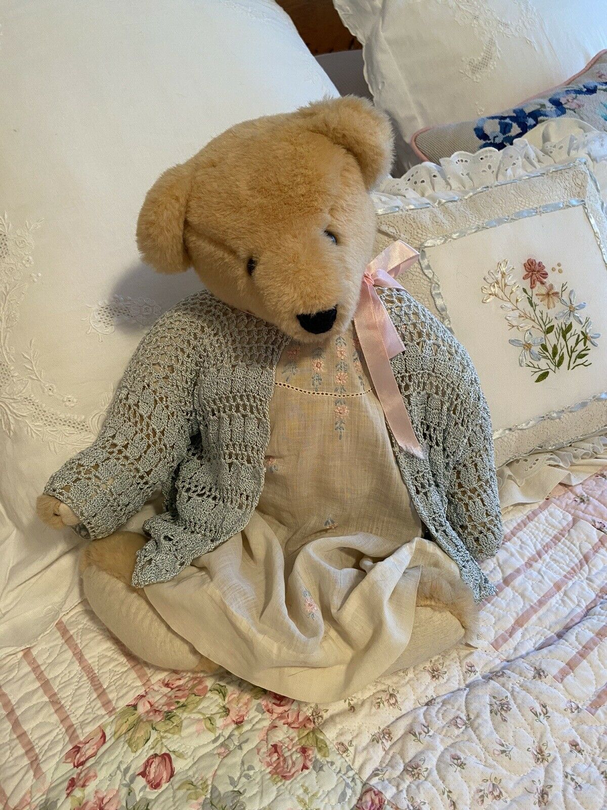 North American Bearco With Vintage Dress And Vintage Sweater