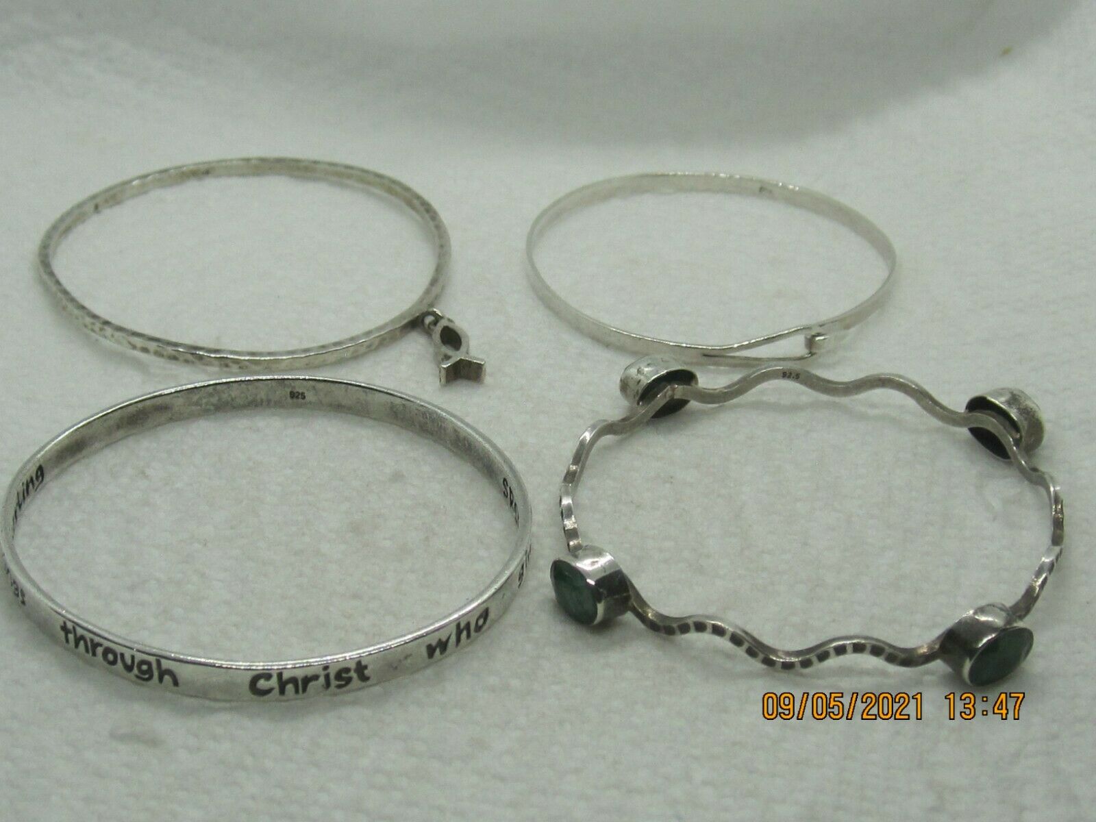 Vintage  -- 925 Sterling Silver Bracelet--lot-4 Mixed Bangles-45 Grams