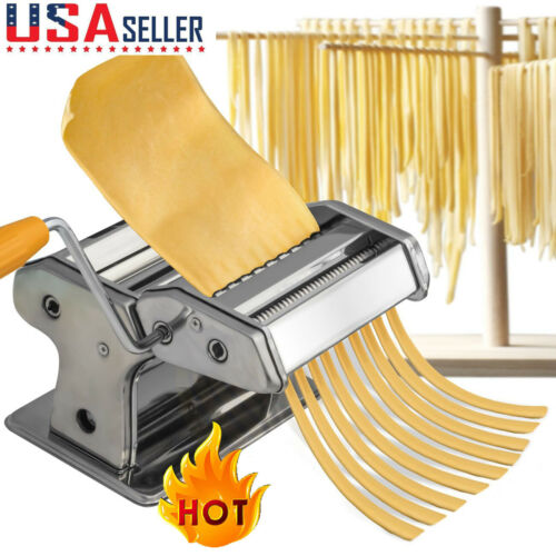 Steel Pasta Maker Noodle Making Machine Dough Cutter Roller With Handle
