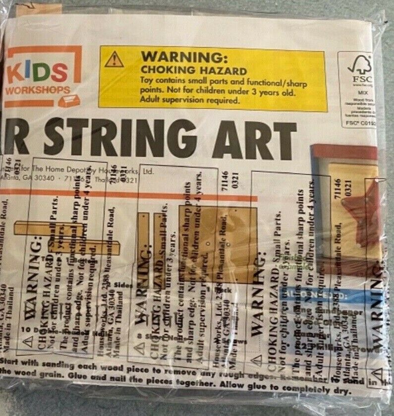 New Home Depot Star String Art Kids Workshop Wooden Kit W/ Pin Nib July 4th 2021