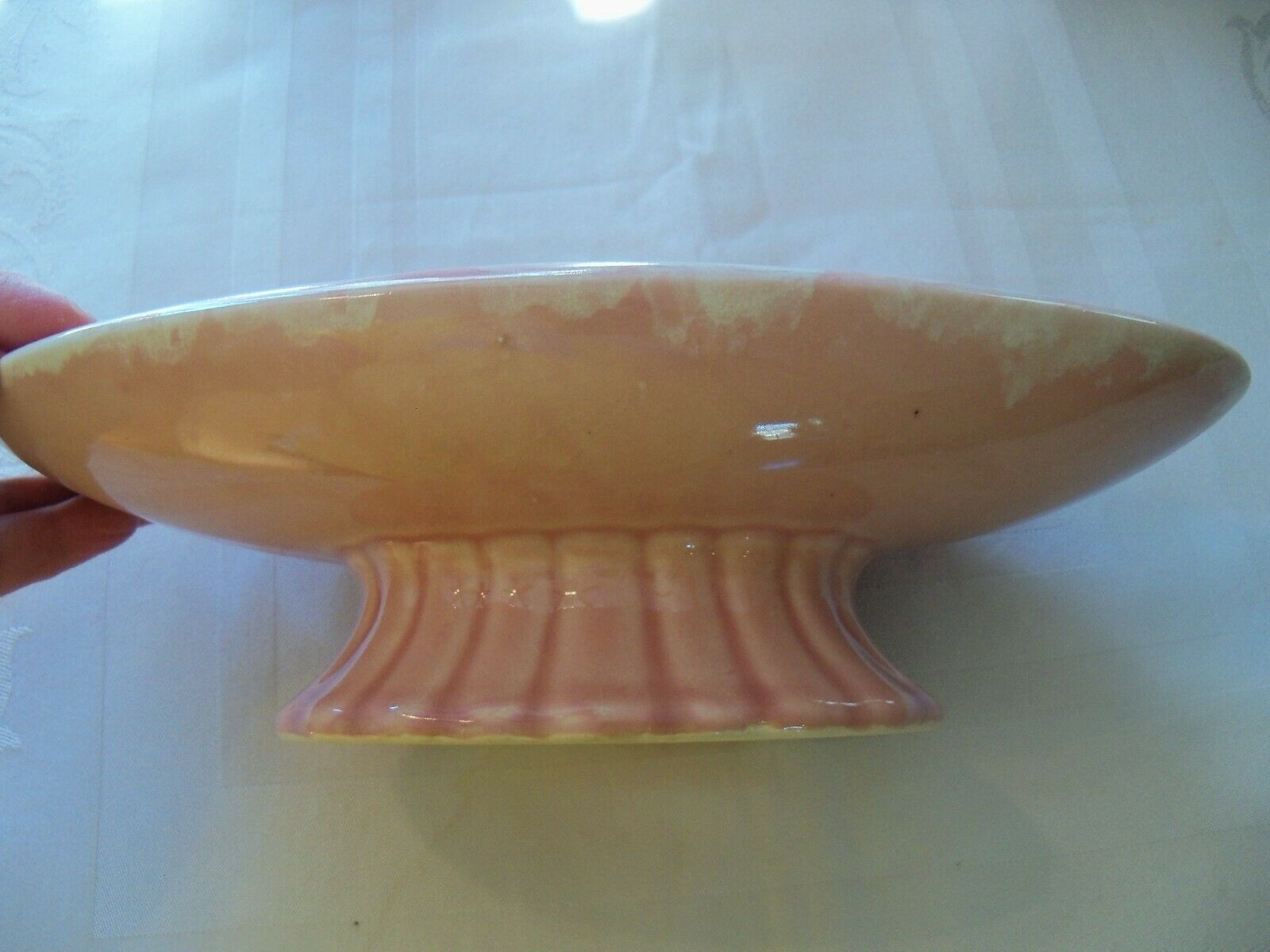 Brush Pottery Low Footed Planter 828 Pink Frost Top Glaze Usa 1968