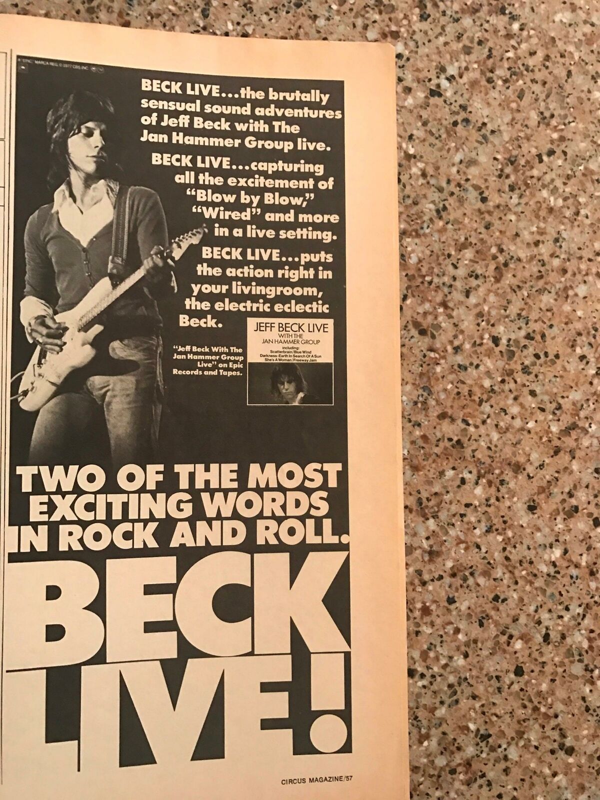 1977 Vintage 5x11 Album Promo Print Ad For Jeff Beck Live With Jan Hammer Group