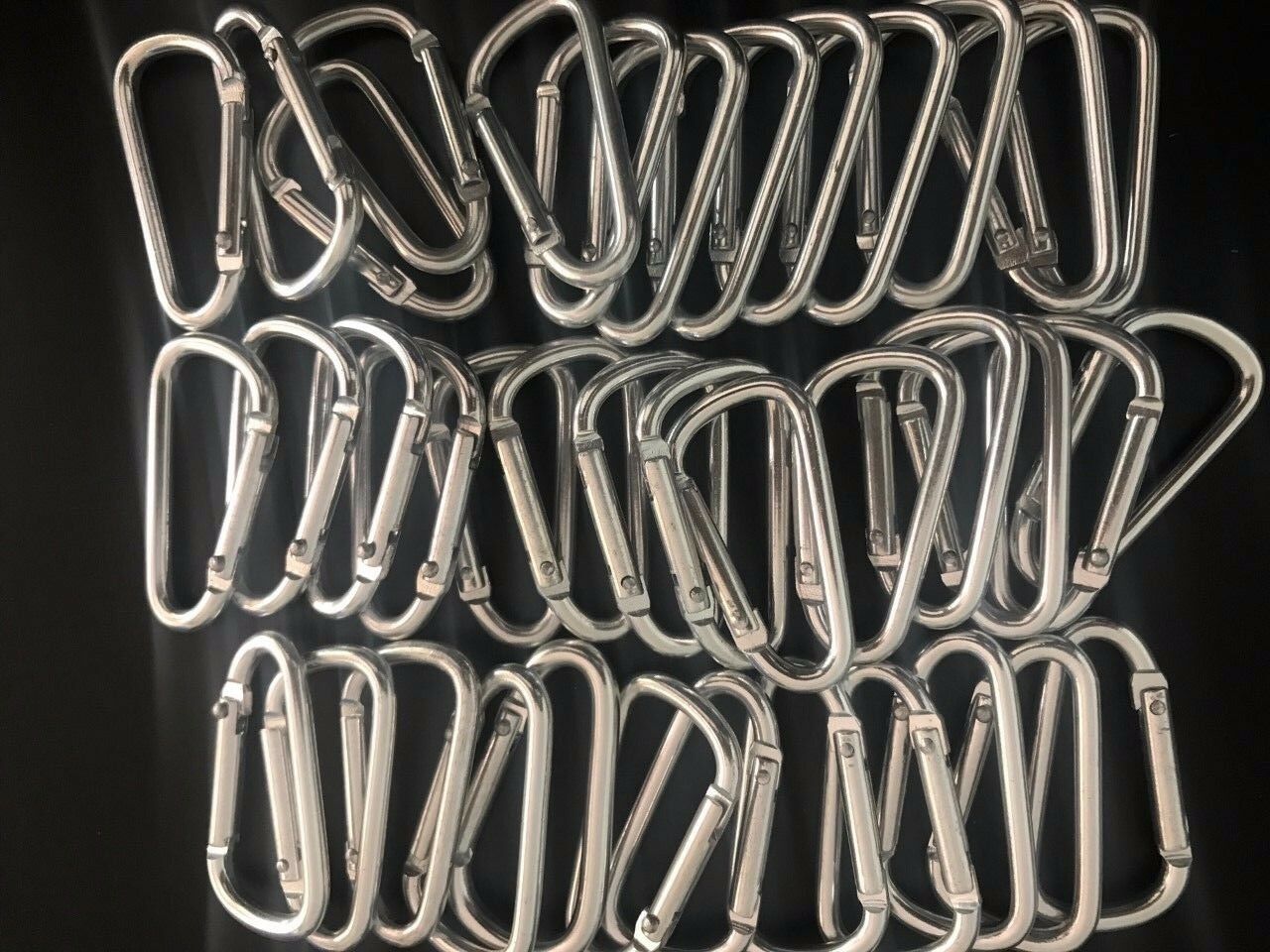Lot 2" Silver 50/100 Pcs D Shape Aluminum Carabiner Spring Belt Clip Key Chain
