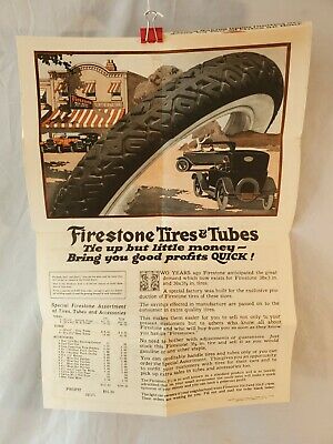 Rare 1920 Firestone Tire Dealer & Garage Owner Sales Mailer Poster