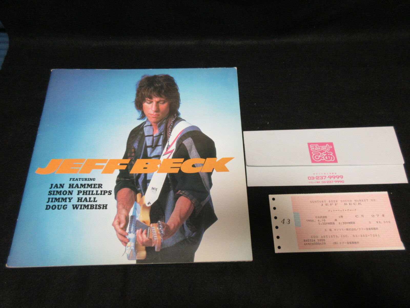 Jeff Beck 1986 Japan Tour Book With Ticket Stub Jan Hammer Program Yardbirds