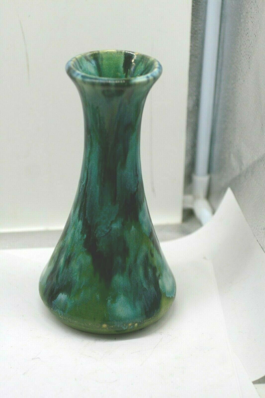 Antique Brush Mccoy Pottery #064 Blue Green Onyx 8 1/4” Vase