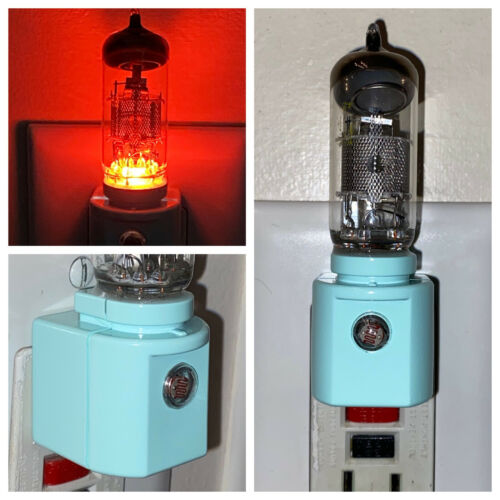 12ax7 Style Amber Vintage Vacuum Tube 120 Vac Plug-in Led Night Light 60s Retro