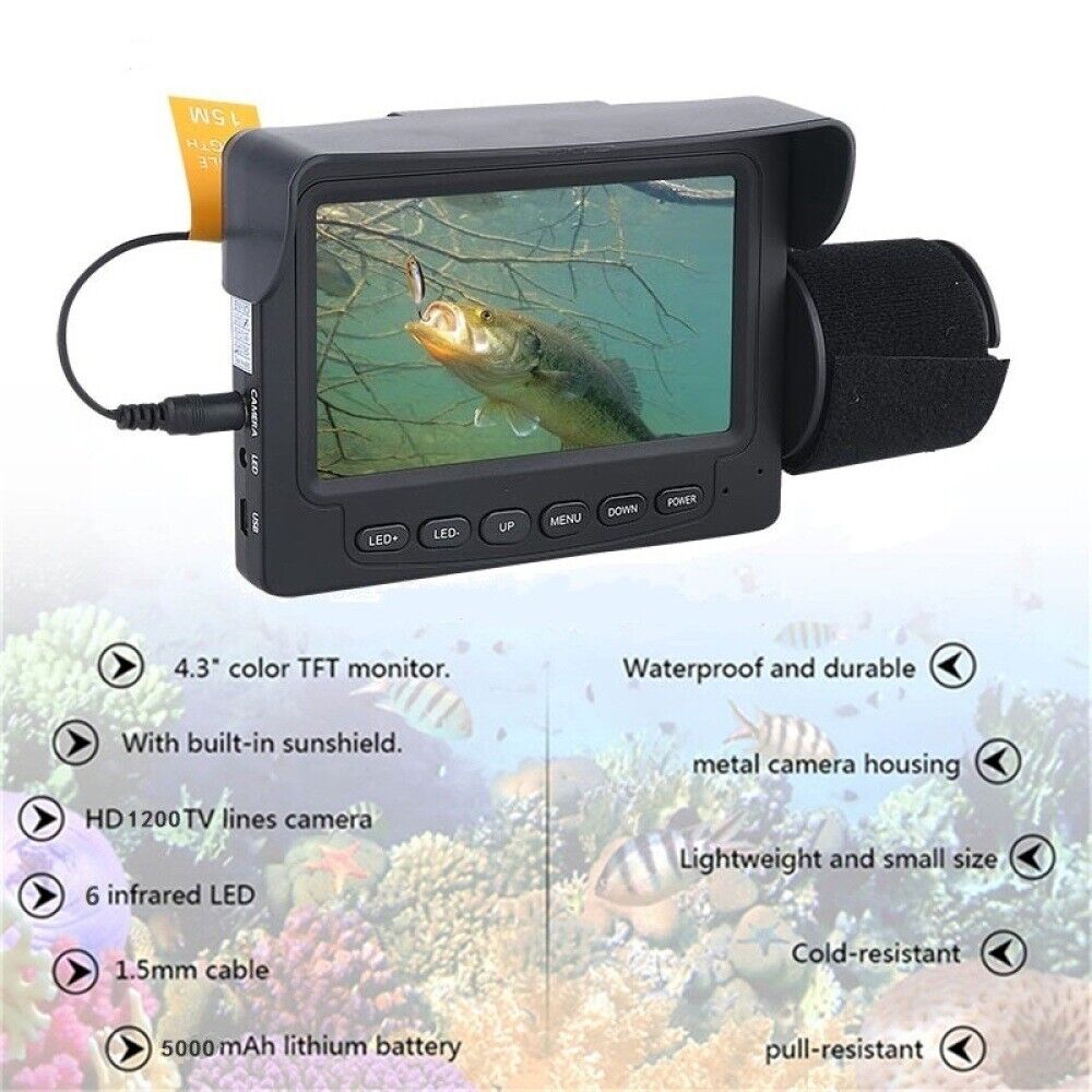 4.3 Inch 15m Monitor Fish Finder Underwater Ice Fishing Camera For Ice Fishing