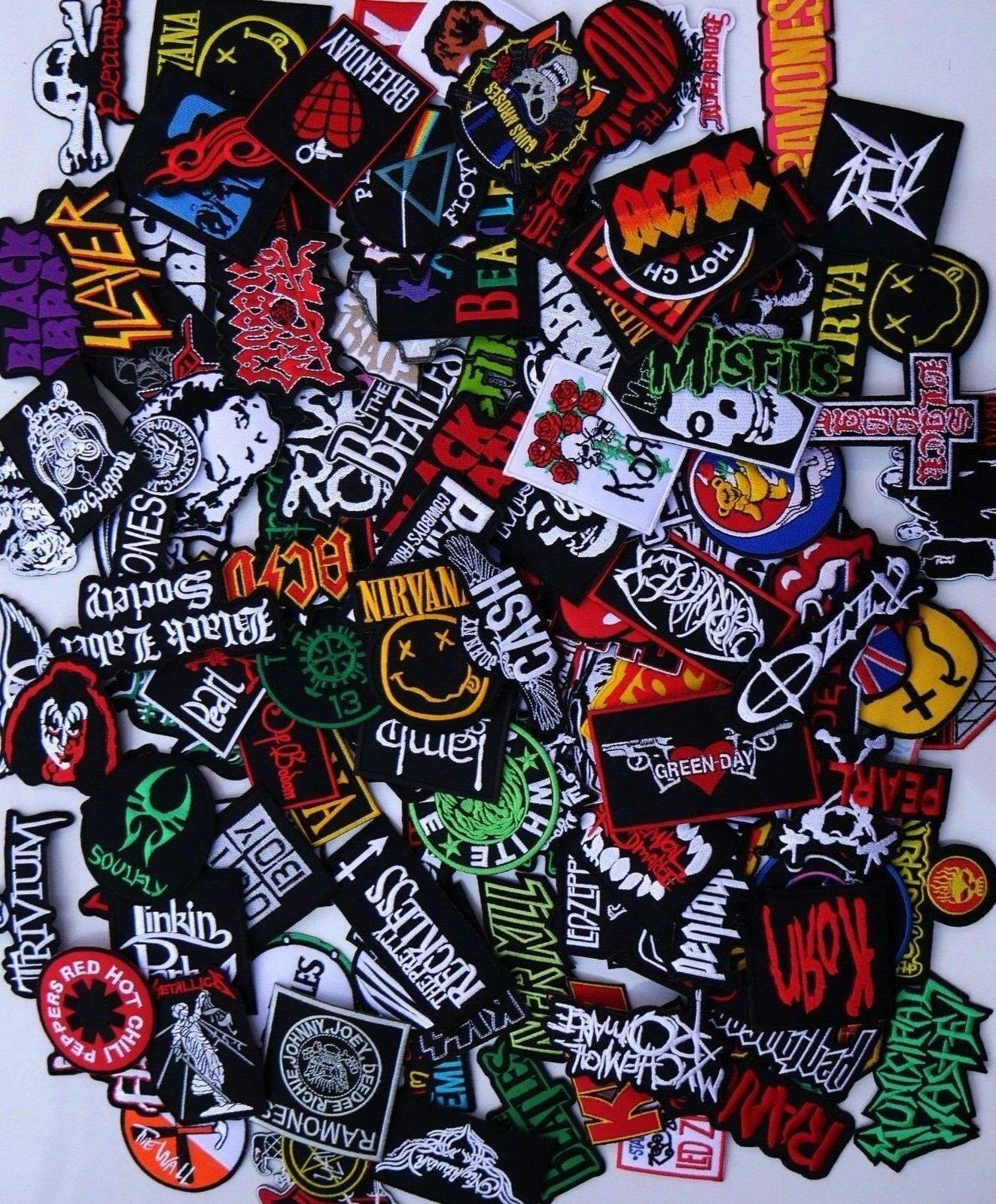 Random Lot Of 20 Rock Band Patches Iron On Music Punk Roll Heavy Metal Sew