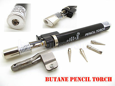 Refillable Butane Pencil Torch Soldering Iron Torch Jewelry Repair 4pc Nozzles