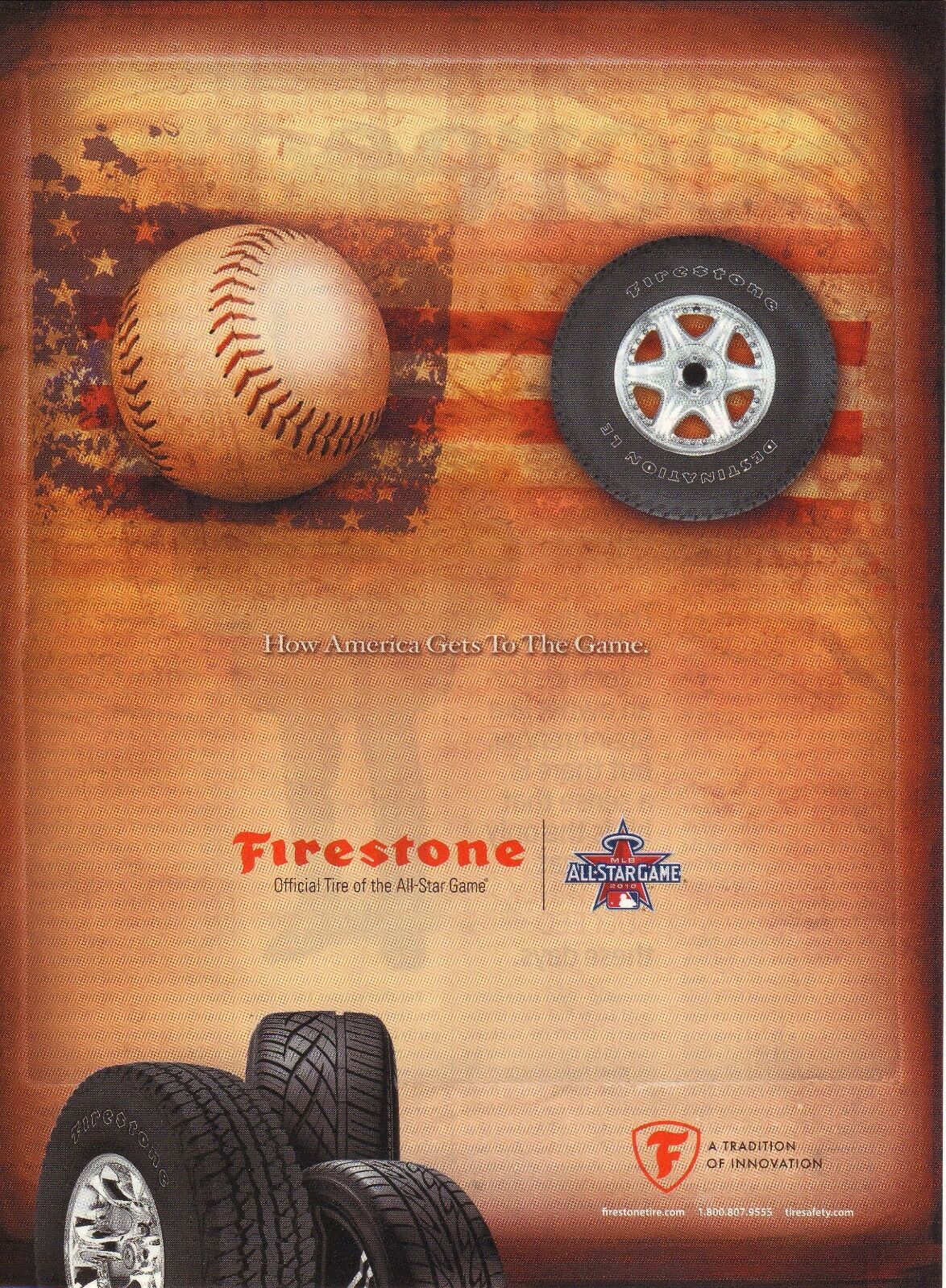 Firestone Tires--baseball/mlb All Star Game--2010 Magazine Advertisement