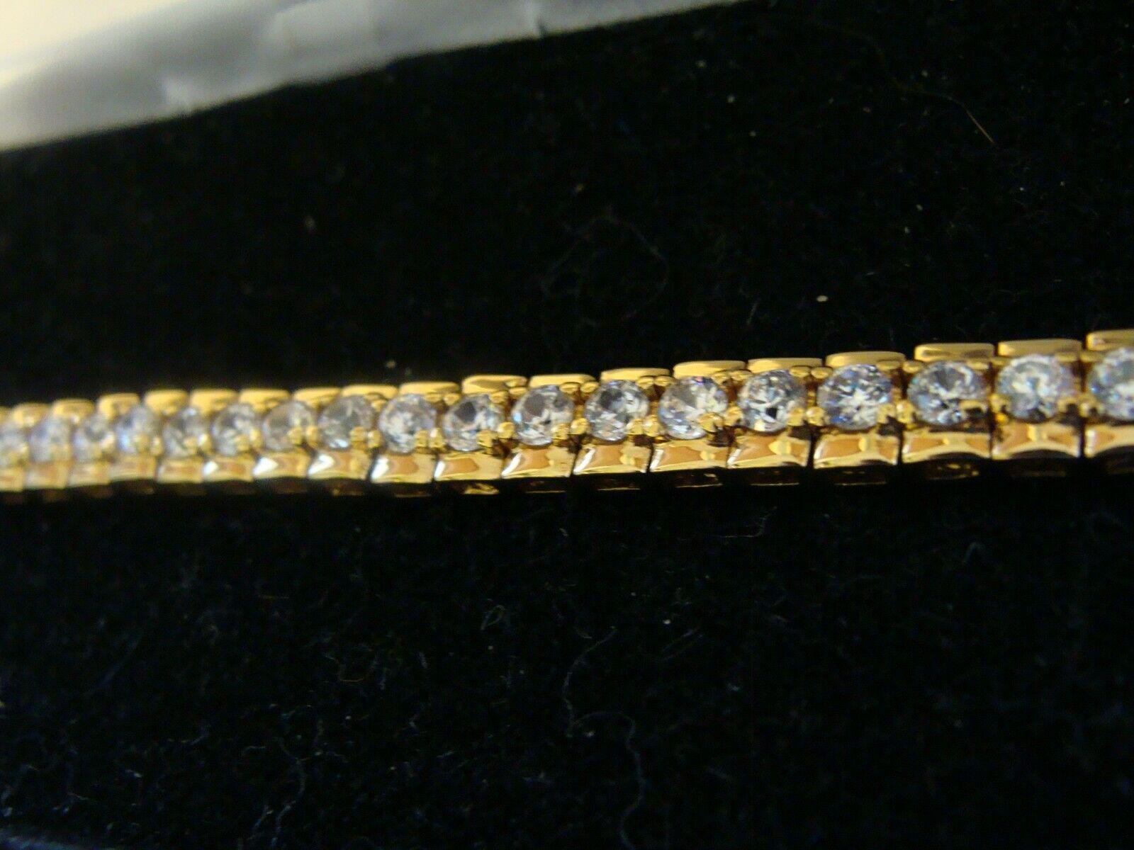 Vintage 18k Gold Over Sterling Silver Cz Tennis Bracelet In Original Box 7"