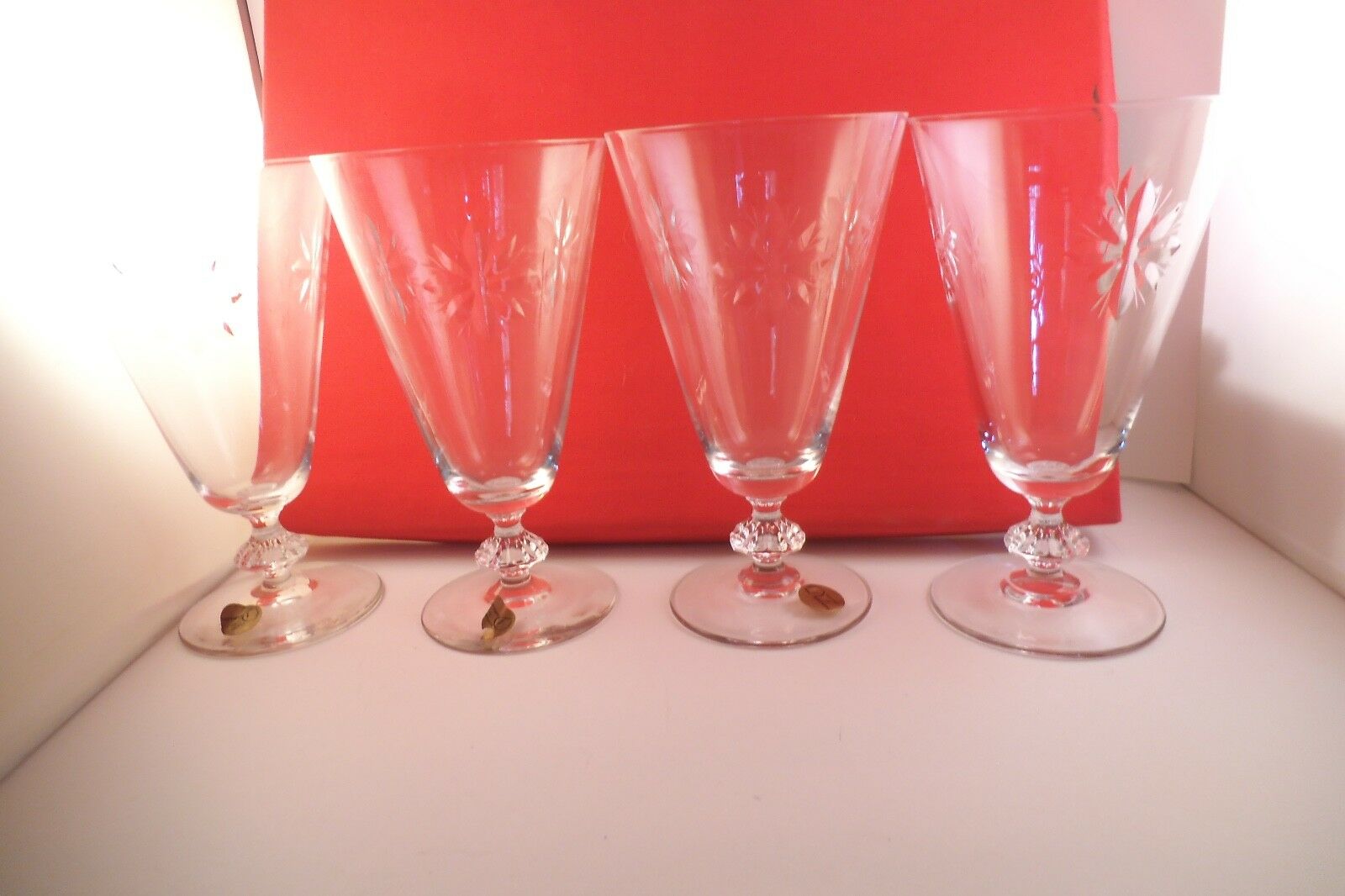 Vintage Duncan Miller Clear Glass Cut Flower Set Of 4 Iced Tea Glasses