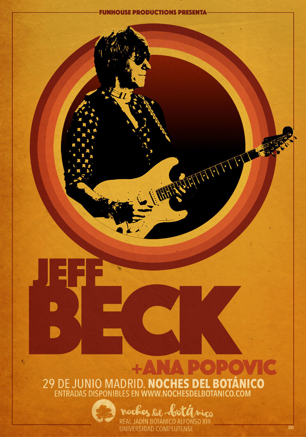 Jeff Beck / Ana Popovic 2018 Madrid, Spain Concert Tour Poster - Classic Rock